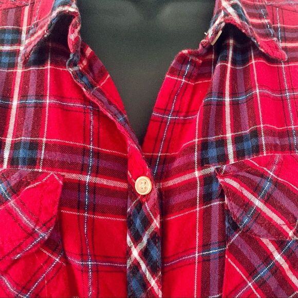 Croft & Barrow Red Plaid Flannel Shirt Size Large - Picture 2 of 9